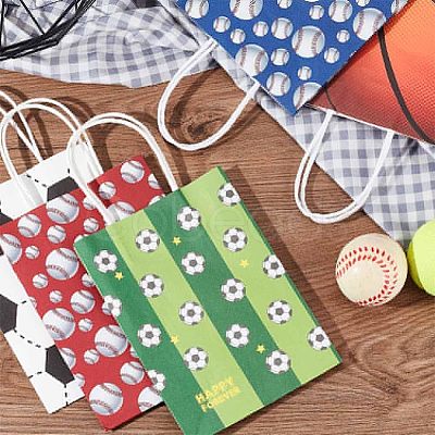 Olycraft 25Pcs 5 Colors Rectangle with Sport Good Pattern Paper Bags CARB-OC0001-01-1