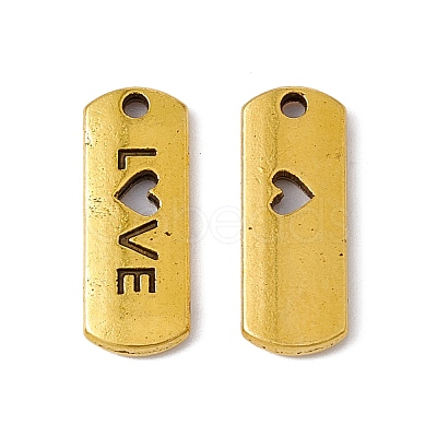 Tibetan Style Alloy Rectangle with Word Love Pendants TIBEP-Q043-069AG-RS-1