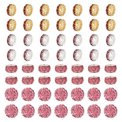 120Pcs 4 Styles Pave Disco Ball Beads RB-TA0001-16-1