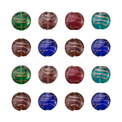 60Pcs 6 Colors Handmade Gold Sand Lampwork Beads LAMP-BT0001-01-1