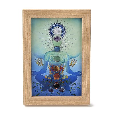 Yoga Gemstone Chakra Picture Frame Stand DJEW-F021-05E-1