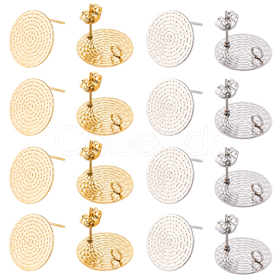 40Pcs 2 Colors 304 Stainless Steel Stud Earings Finding STAS-SC0010-40-1