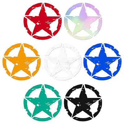 AHADERMAKER 7 Sheets 7 Colors Star Plastic Self Adhesive Car Stickers STIC-GA0001-13-1