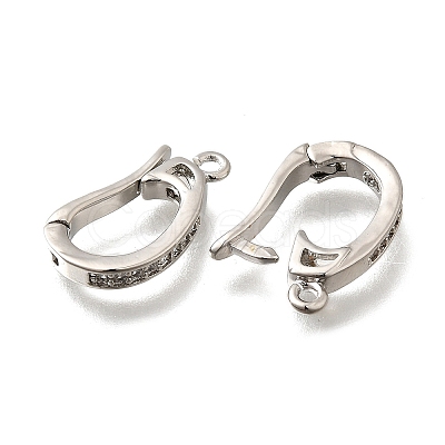 Brass Micro Pave Clear Cubic Zirconia Fold Over Clasps KK-M316-01P-1