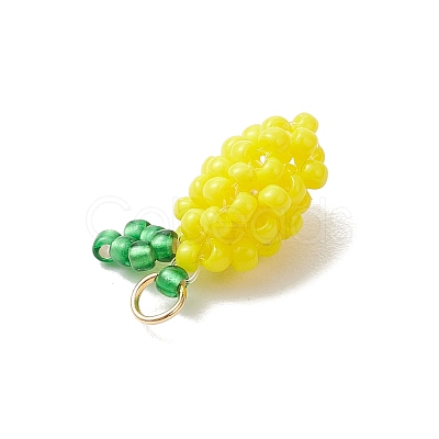 Glass Seed Beaded Lemon Pendants PALLOY-MZ00853-01-1