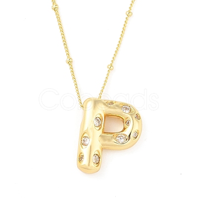 Brass Micro Pave Clear Cubic Zirconia Pendant Necklaces NJEW-Z038-01G-P-1