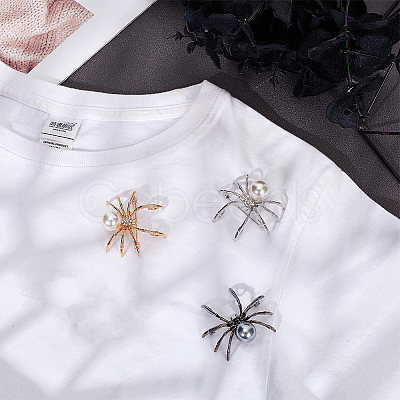 3Pcs 3 Colors Alloy Rhinestone Brooch JEWB-WR0001-05-1