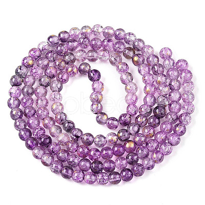 Baking Paint Crackle Glass Bead Strands DGLA-R053-04P-A-1