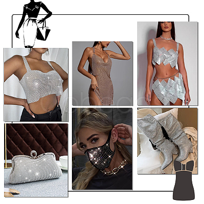 Aluminum Rhinestone Mesh Wrap Roll FIND-WH0421-14-1
