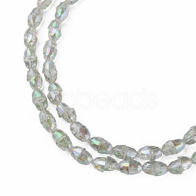 Electroplate Transparent Glass Beads Strands EGLA-N002-35-C04-1