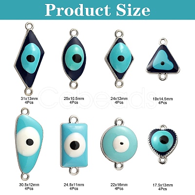 32Pcs 8 Style Platinum Alloy Enamel Links Connectors ENAM-LS0001-84-1