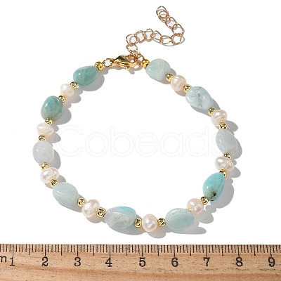 Natural Amazonite Beaded Bracelets X-BJEW-JB05265-03-1