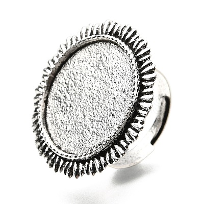 Vintage Adjustable Iron Finger Ring Components Alloy Cabochon Bezel Settings PALLOY-Q300-14AS-NR-1