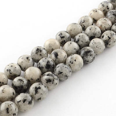 Dyed Natural Sesame Jasper Round Beads Strands G-R342-8mm-15-1