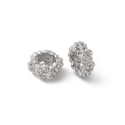 Brass Micro Pave Cubic Zirconia Daisy Spacer Beads KK-U052-37P-NF-1