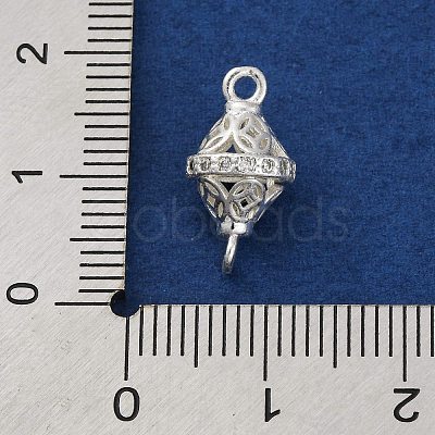 Brass Micro Pave Clear Cubic Zirconia Hollow Bicone Connector Charms KK-A230-05E-S-1
