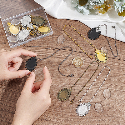 DIY Blank Oval Pendant Decorations Making Kits HJEW-AB00677-1