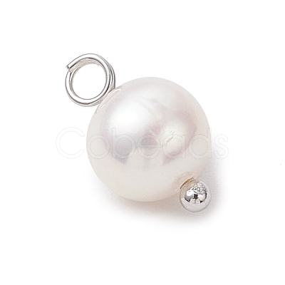 Natural Cultured Freshwater Pearl Round Charms PALLOY-JF04218-01-1