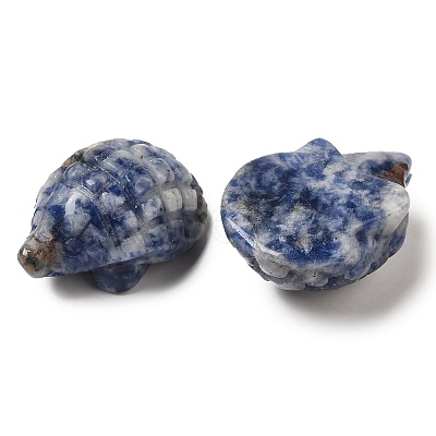 Natural Blue Spot Jasper Carved Hedgehog Statues Ornament DJEW-C019-03B-1