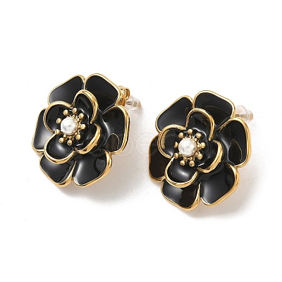 304 Stainless Steel Flower Stud Earrings EJEW-A147-03G-1