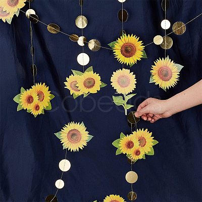 AHADEMAKER Paper Sunflower Garland HJEW-GA0001-17-1