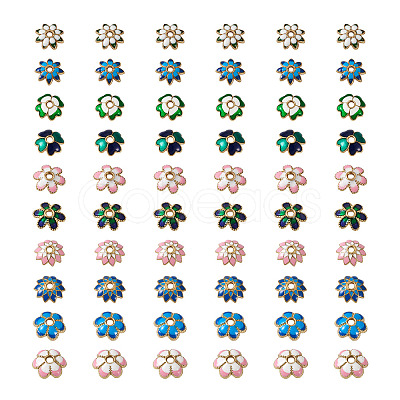 60Pcs 10 Style Alloy Enamel Bead Caps FIND-YS0001-16-1