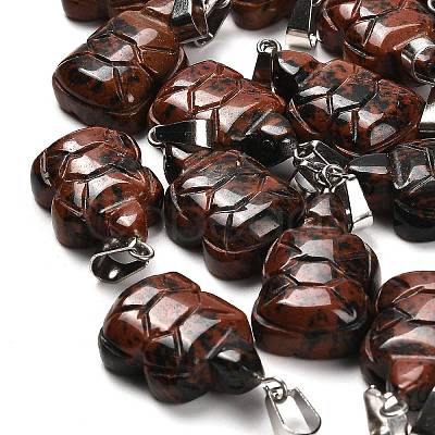 Natural Mahogany Obsidian Pendants G-B127-06P-09-1