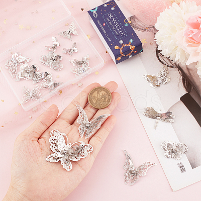 20Pcs 10 Style Brass Filigree Pendants and Filigree Joiners Links Sets KK-SC0003-49-1