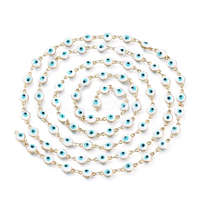 3.28 Feet Handmade Enamel Link Chains X-STAS-I154-02G-1