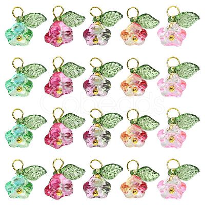 50Pcs 5 Colors Glass Charms FIND-CJ0001-15-1