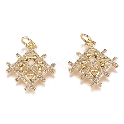 Brass Micro Pave Clear Cubic Zirconia Pendants ZIRC-N040-06-G-1