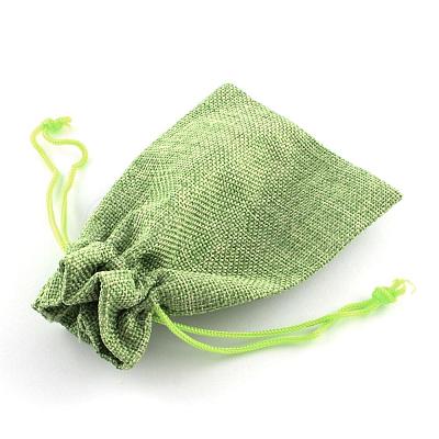 Polyester Imitation Burlap Packing Pouches Drawstring Bags ABAG-R005-9x7-02-1