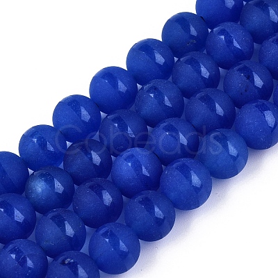 Frosted Natural White Jade Beads Strands G-T138-8mm-209H-1