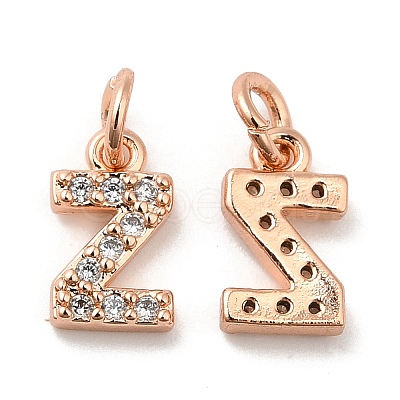 Brass Micro Pave Grade AAA Cubic Zirconia Charms ZIRC-P067-11RG-Z-NR-1