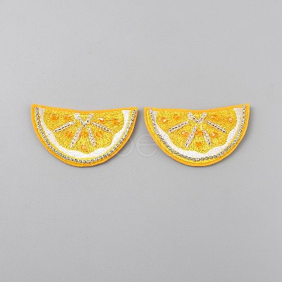Lemon Crystal Rhinestone Embroidery Sew on Cloth Patches PATC-WH0008-182B-1
