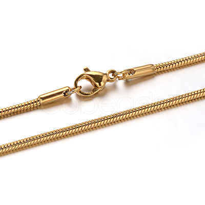 PVD Vacuum Plating 304 Stainless Steel Snake Chain Necklaces NJEW-M151-11G-1