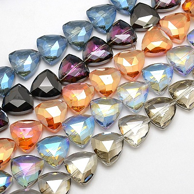 Electroplate Crystal Glass Triangle Beads X-EGLA-F068-M-1