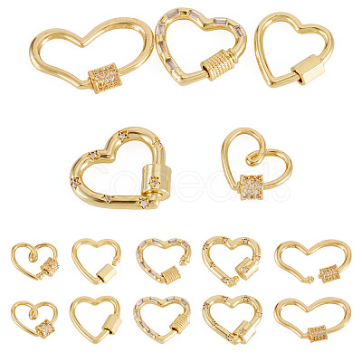 5Pcs 5 Styles Brass Screw Carabiner Lock Charms KK-TA0008-24-1