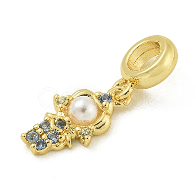 Rack Plating Brass & Cubic Zirconia & ABS Plastic Pearl European Pendants KK-Z067-61B-G-1