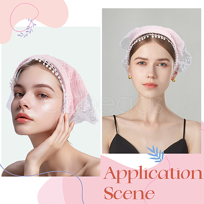 2Pcs 2 Colors Pastoral Style Polyester Lace Cloth Hair Bands OHAR-CY0001-14-1