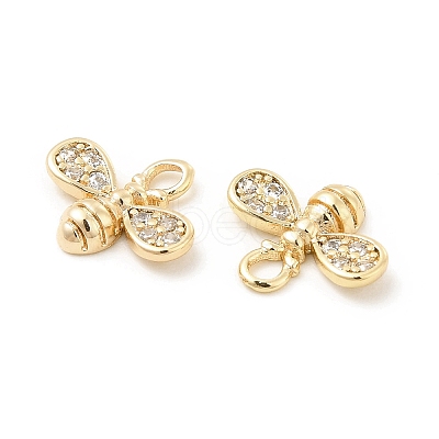 Brass Micro Pave Clear Cubic Zirconia Charms KK-G447-07G-1