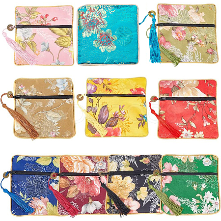 10Pcs 10 Colors Retro Square Cloth Zipper Pouches ABAG-PH0001-31-1