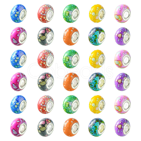 100Pcs 10 Colors Opaque Resin European Beads RPDL-CJ0001-07-1