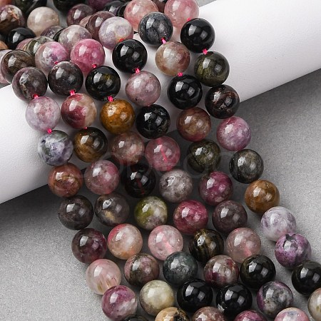 Natural Multicolor Tourmaline Round Bead Strands G-I162-01-8mm-1