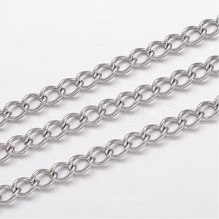 Tarnish Resistant 304 Stainless Steel Curb Chains CHS-K004-11P-0.6mm-1