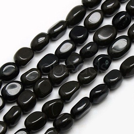 Natural Obsidian Nuggets Beads Strands X-G-L154-16-1