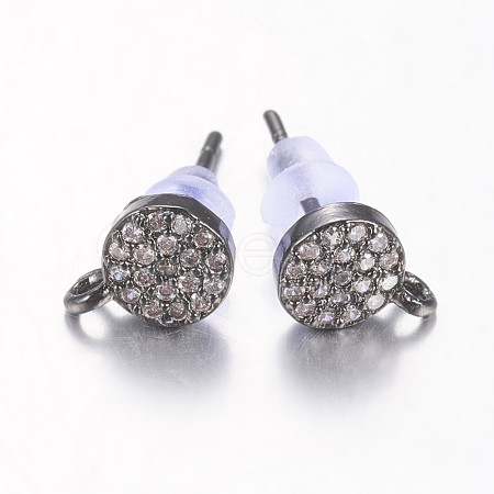 Brass Micro Pave Cubic Zirconia Stud Earring Findings ZIRC-E132-11B-B-1