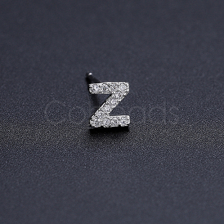 Platinum Brass Micro Pave Cubic Zirconia Stud Earrings XI6969-26-1