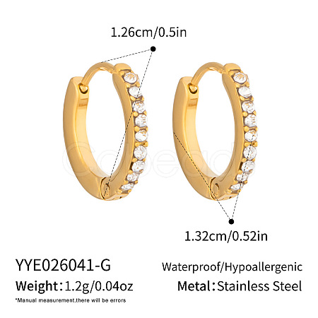 304 Stainless Steel Micro Pave Cubic Zirconia Huggie Hoop Earrings for Women IV7496-1-1