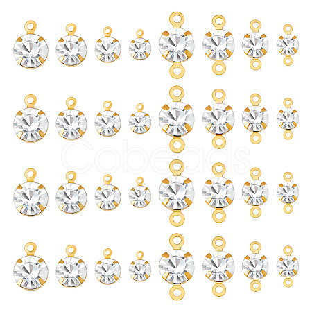 DIY Flat Round Brass Rhinestone Connector Charms & Pendant Jewelry Making Findings Kits DIY-GA0001-69G-1